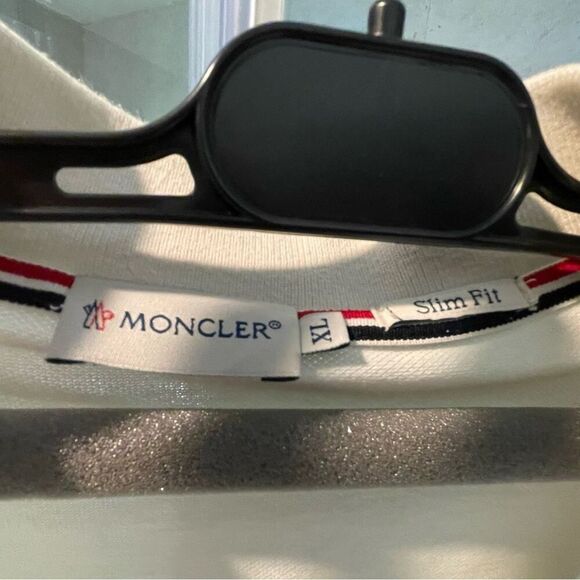 Vintage Moncler Polo Shirt - size XL - Short Sleeve - White - Black Trim - Y2K - Picture 5 of 9